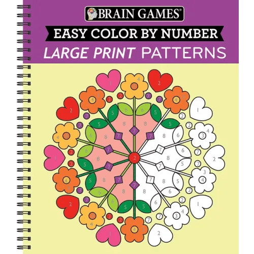 Brain Games - Color by Number - Large Print: Patterns (Stress Free Coloring Book) - Spiral - iShook Books