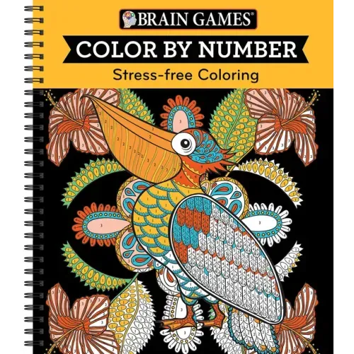 Brain Games - Color by Number: Stress-Free Coloring (Orange) - Spiral - iShook Books