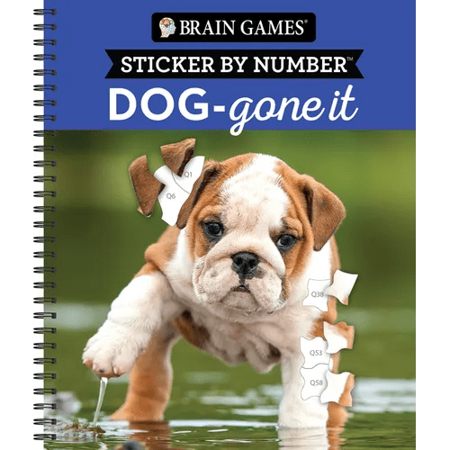 Brain Games - Sticker by Number: Dog - Gone It (28 Images to Sticker) - Spiral - iShook Books