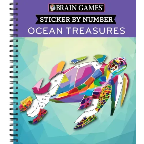 Brain Games - Sticker by Number: Ocean Treasures (13 Images to Sticker) - Spiral - iShook Books
