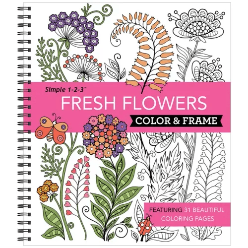Color & Frame - Fresh Flowers (Adult Coloring Book) - Spiral - iShook Books