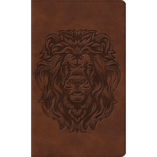 ESV Thinline Bible, Red Letter (Trutone, Brown, Royal Lion Design) - Imitation Leather - iShook Books