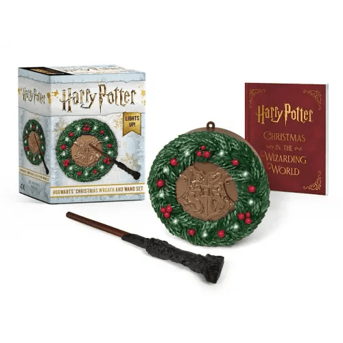 Harry Potter: Hogwarts Christmas Wreath and Wand Set: Lights Up! - Paperback - iShook Books