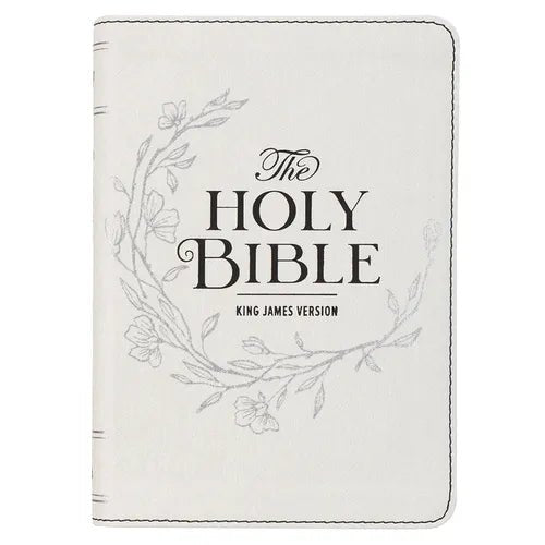 KJV Bible Compact Large Print Faux Leather White - Leather - iShook Books