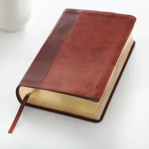 KJV Giant Print Lux - Leather 2 - Tone Brown - Imitation Leather - iShook Books