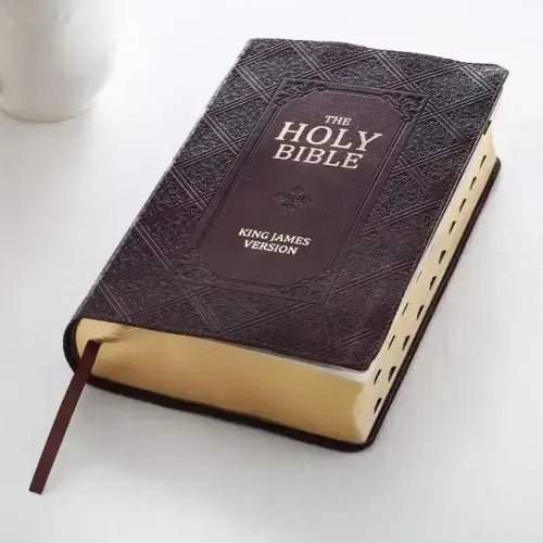KJV Giant Print Lux - Leather Pattern Dark Brown - Imitation Leather - iShook Books