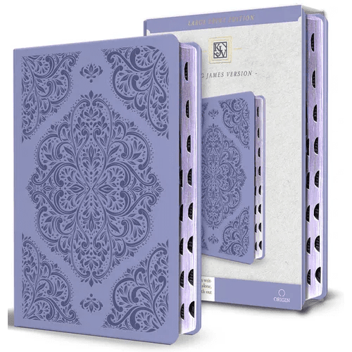 KJV Holy Bible, Large Print Medium Format, Lavender Faux Leather W/Thumb Index and Ribbon Marker, Red Letter - Bonded Leather - iShook Books