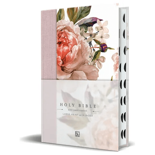 KJV Holy Bible, Large Print Medium Format, Pink Cloth Hardcover W/Thumb Index and Ribbon Marker, Red Letter - Hardcover - iShook Books