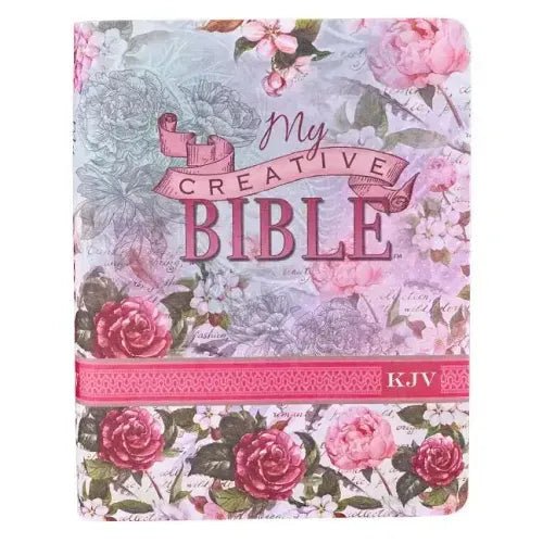 KJV Holy Bible, My Creative Bible, Faux Leather Flexcover - Ribbon Marker, King James Version, Pink Floral - Hardcover - iShook Books