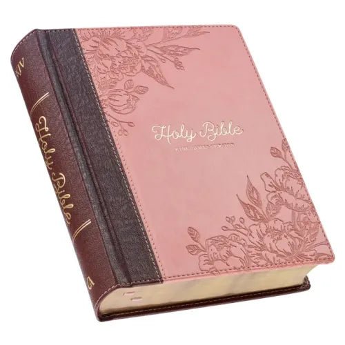KJV Holy Bible, Note - Taking Bible, Faux Leather Hardcover - King James Version, Brown/Pink - Leather - iShook Books