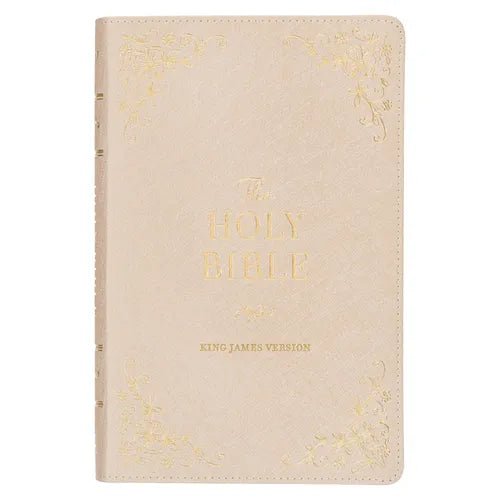 KJV Holy Bible, Standard Size Faux Leather Red Letter Edition Thumb Index, Ribbon Marker, King James Version, Pearlescent Taupe - Leather - iShook Books