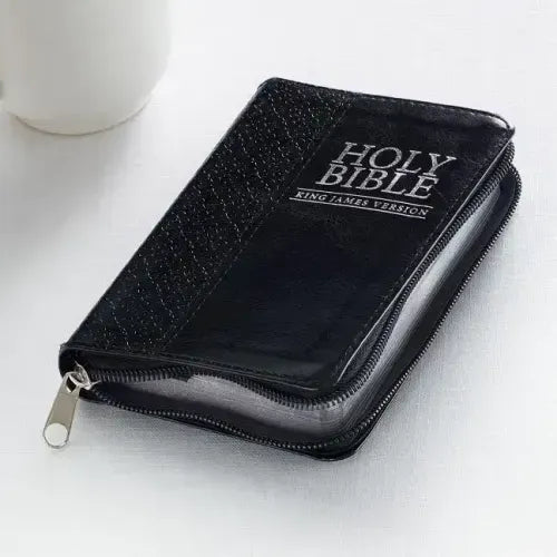 KJV Mini Pocket Edition: Zippered Black - Imitation Leather - iShook Books
