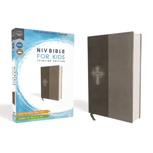 Niv, Bible for Kids, Leathersoft, Gray, Red Letter, Comfort Print: Thinline Edition - Leather - iShook Books