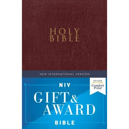 Niv, Gift and Award Bible, Leather - Look, Burgundy, Red Letter Edition, Comfort Print - Paperback - iShook Books