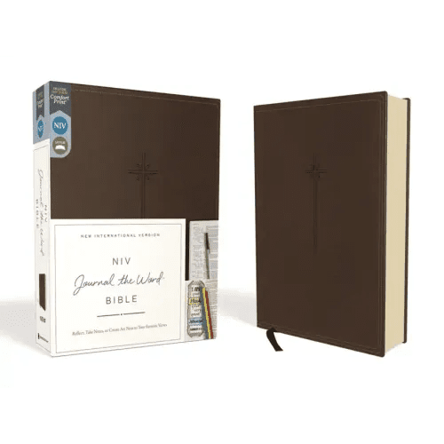 NIV, Journal the Word Bible, Imitation Leather, Brown, Red Letter Edition, Comfort Print: Reflect, Take Notes, or Create Art Next to Your Favorite Ver - Imitation Leather - iShook Books