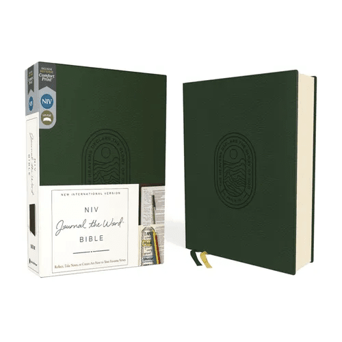 Niv, Journal the Word Bible (Perfect for Note - Taking), Leathersoft, Green, Red Letter, Comfort Print: Reflect, Take Notes, or Create Art Next to Your - Leather - iShook Books
