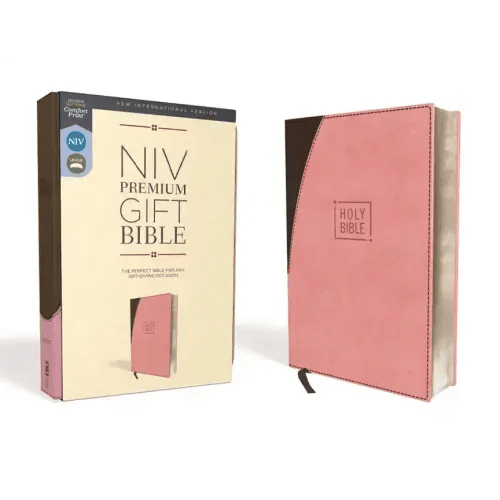 Niv, Premium Gift Bible, Leathersoft, Pink/Brown, Red Letter Edition, Comfort Print - Imitation Leather - iShook Books