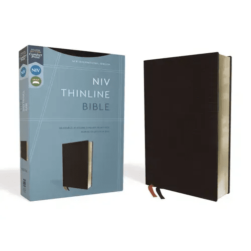 NIV, Thinline Bible, Bonded Leather, Black, Red Letter Edition - Bonded Leather - iShook Books