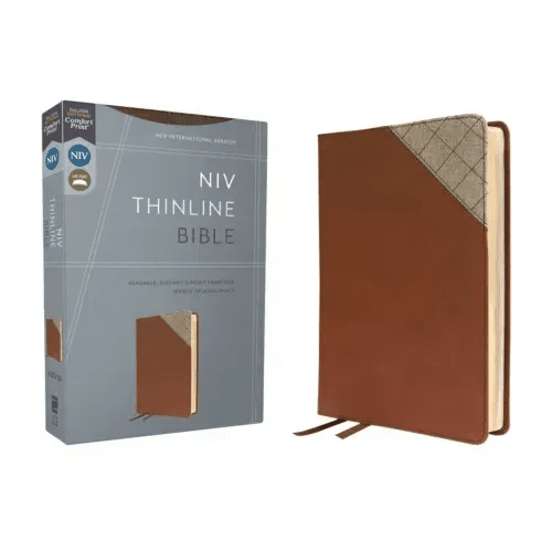 Niv, Thinline Bible, Leathersoft, Brown, Red Letter, Comfort Print - Imitation Leather - iShook Books