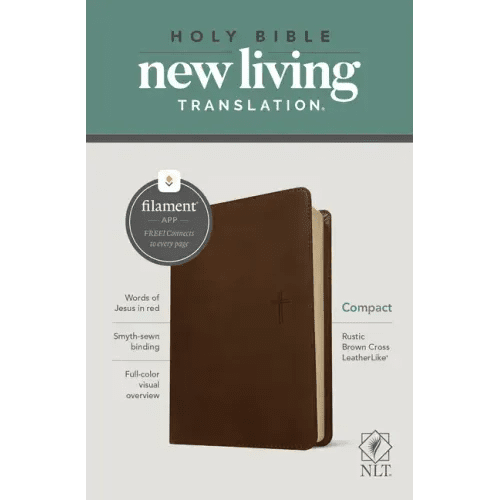 NLT Compact Bible, Filament Enabled (Leatherlike, Rustic Brown, Red Letter) - Imitation Leather - iShook Books
