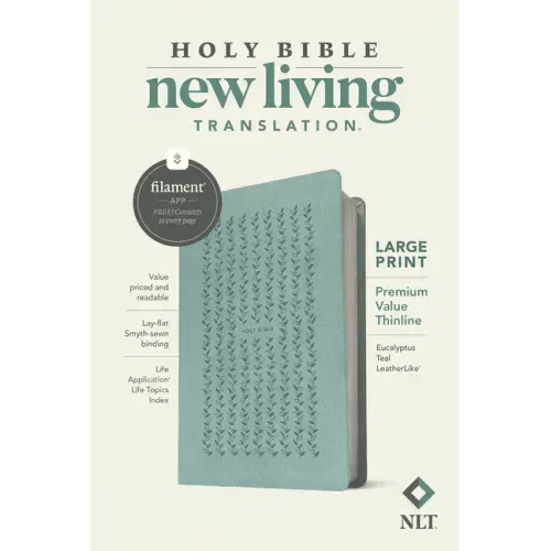 NLT Large Print Premium Value Thinline Bible, Filament Enabled (Leatherlike, Eucalyptus Teal) - Imitation Leather - iShook Books