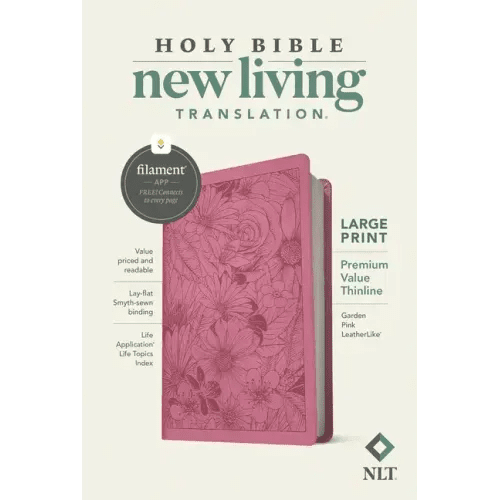 NLT Large Print Premium Value Thinline Bible, Filament Enabled (Leatherlike, Garden Pink) - Imitation Leather - iShook Books