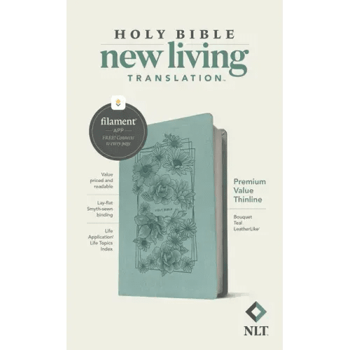 NLT Premium Value Thinline Bible, Filament Enabled (Leatherlike, Bouquet Teal) - Imitation Leather - iShook Books