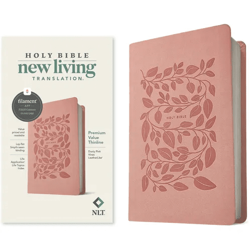 NLT Premium Value Thinline Bible, Filament Enabled (Leatherlike, Dusty Pink Vines) - Imitation Leather - iShook Books