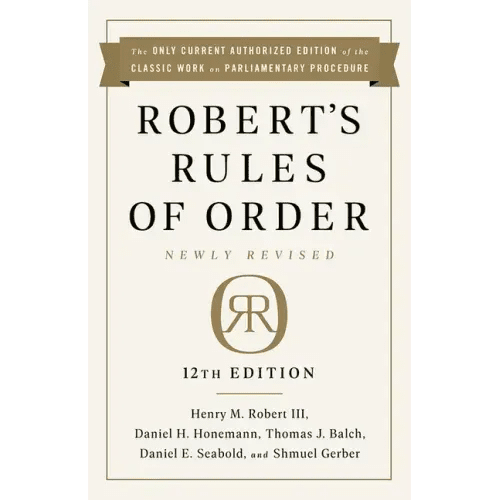 Robert's Rules of Order Newly Revised, 12th Edition - Hardcover - iShook Books