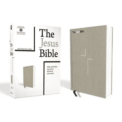 The Jesus Bible, NIV Edition, Cloth Over Board, Gray Linen, Comfort Print - Hardcover - iShook Books